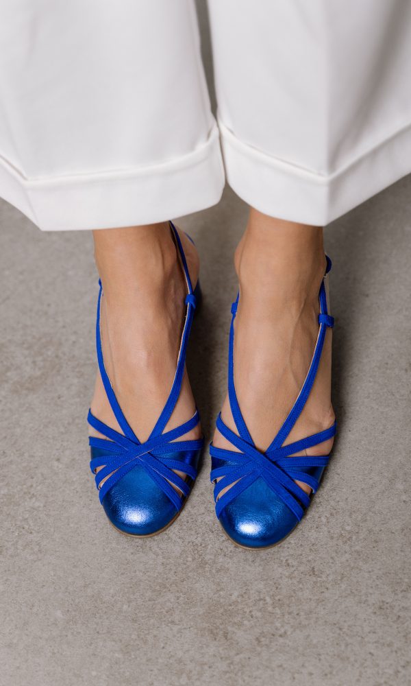 Μπλε Δερμάτινες Slingback Γόβες