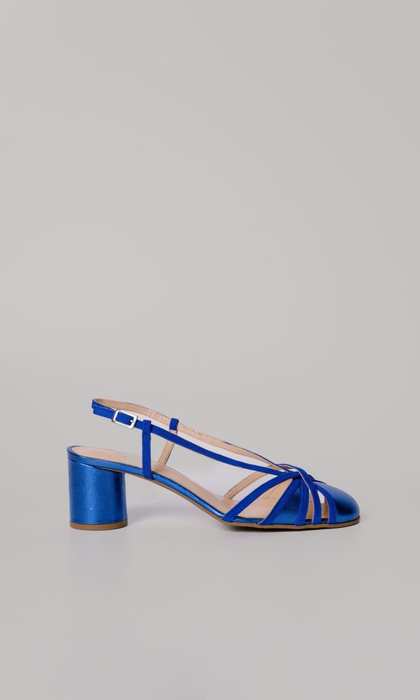 Μπλε Δερμάτινες Slingback Γόβες