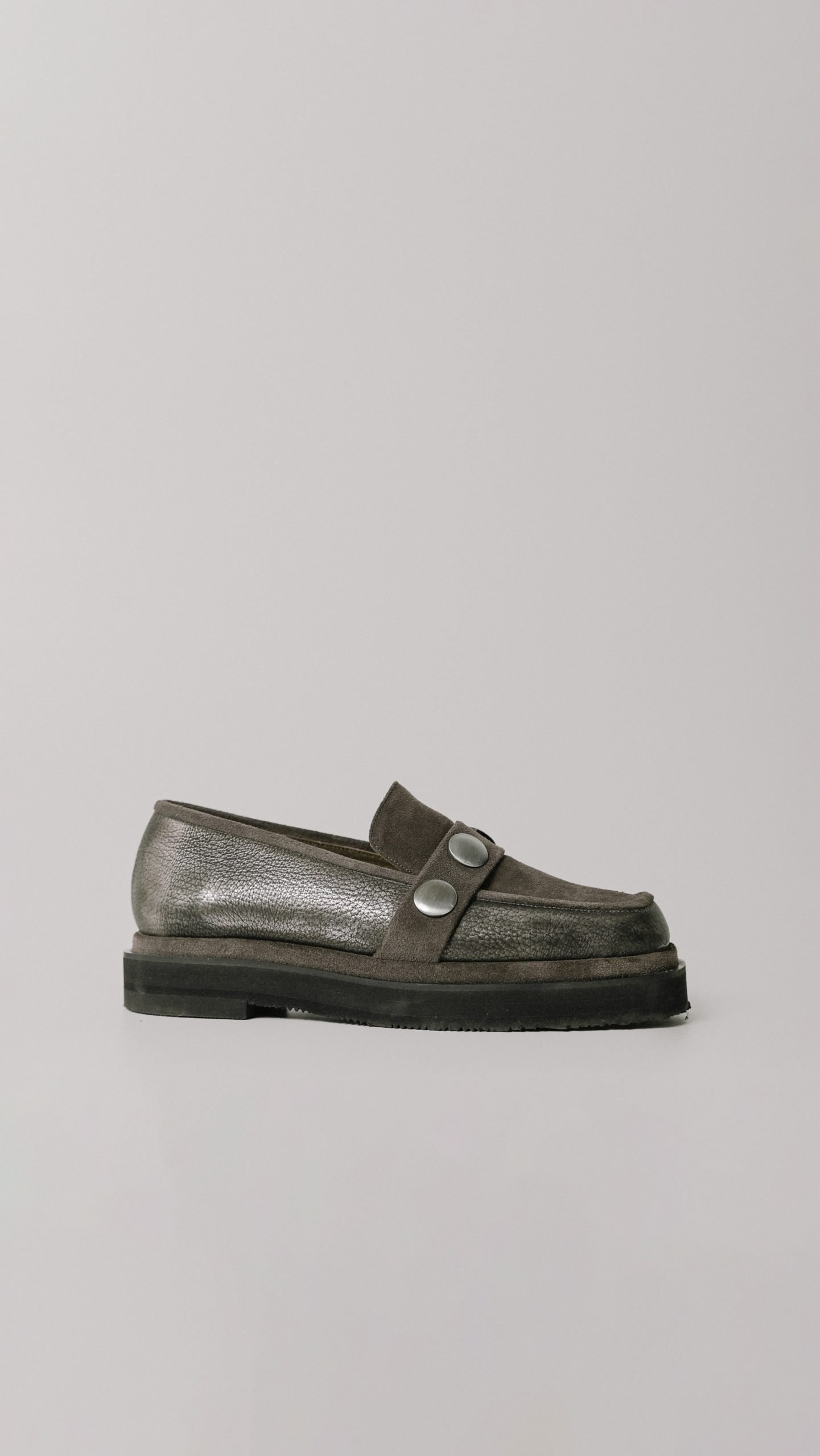 Γκρι Δερμάτινα Loafers