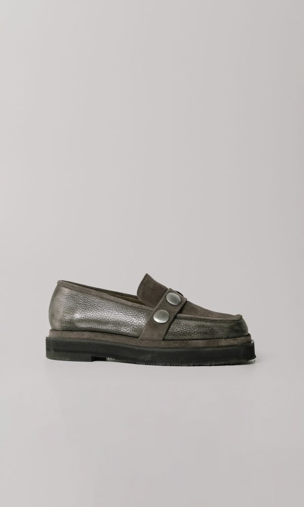 Γκρι Δερμάτινα Loafers