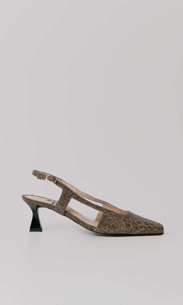 Taupe Δερμάτινες Slingback Γόβες