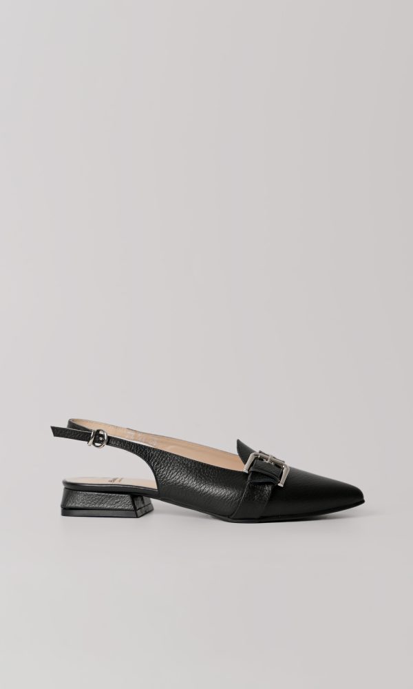 Μαύρα Δερμάτινα Flat Slingback