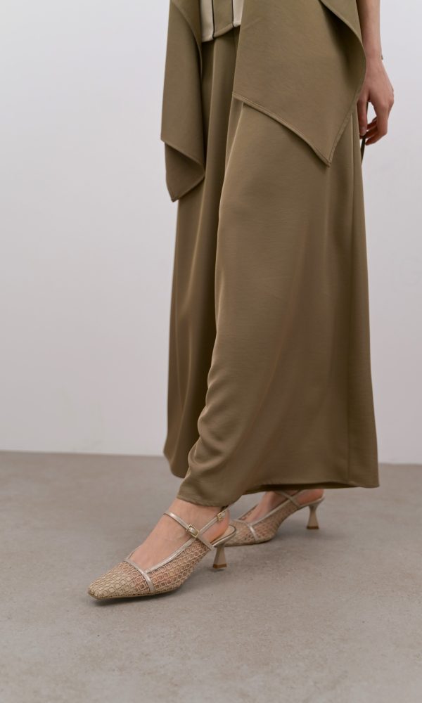 Μπεζ Δερμάτινη Slingback Γόβα