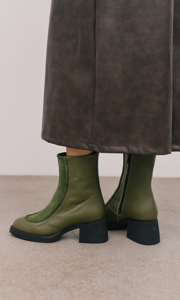 Λαδί Δερμάτινα Ankle Boots