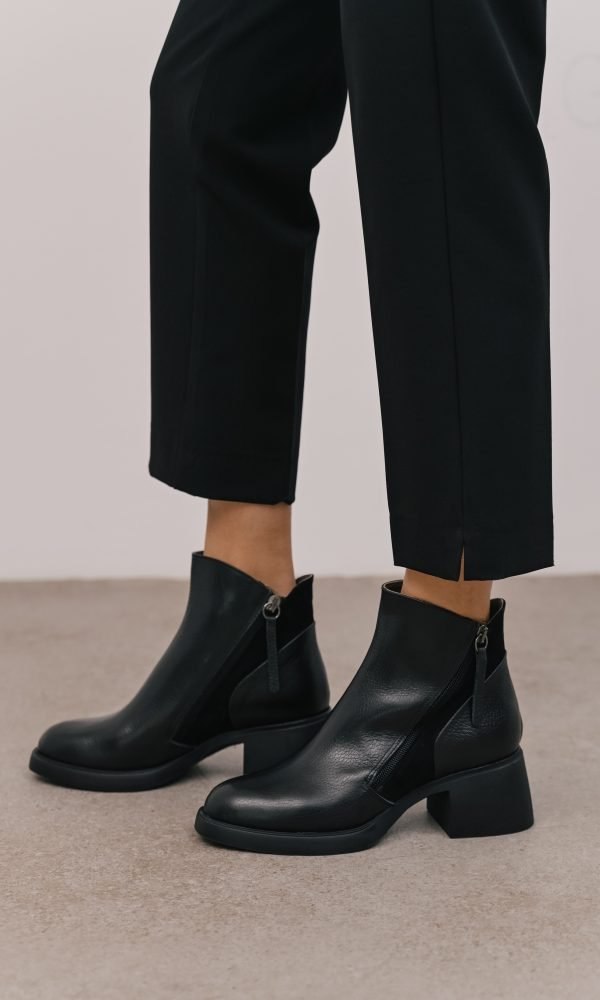 Μαύρα Δερμάτινα Ankle Boots
