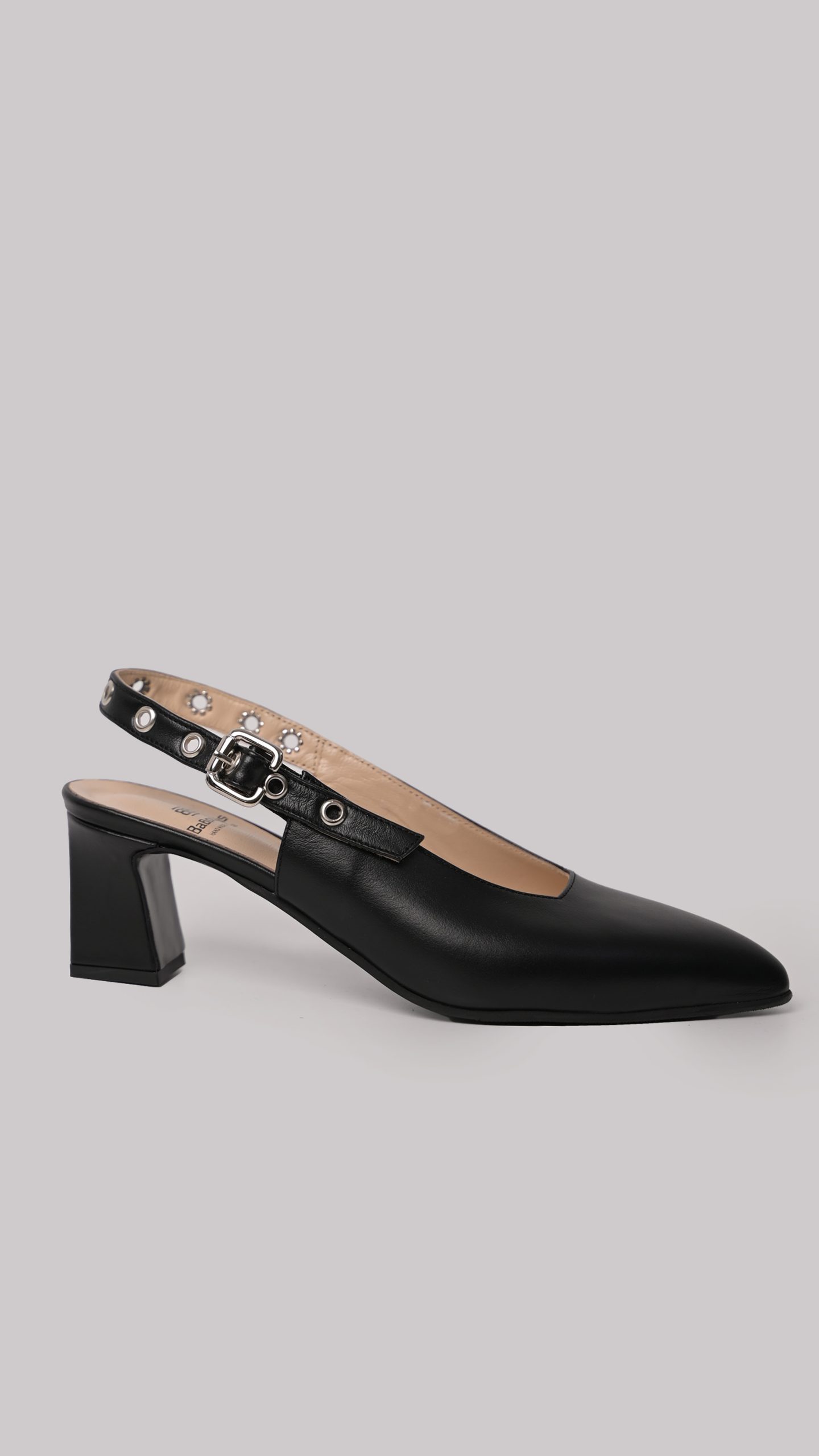 Μαύρες Δερμάτινες Slingback Γόβες