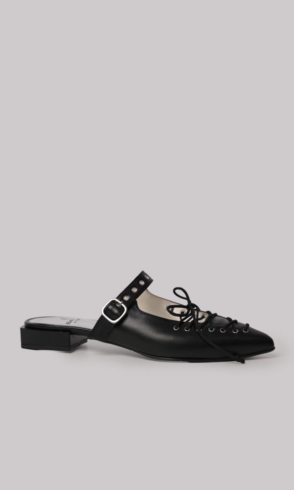 Μαύρα Δερμάτινα Flat Mules