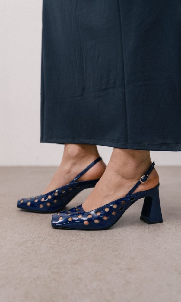 Μπλε-Μωβ Λουστρίνι Slingback Γόβες