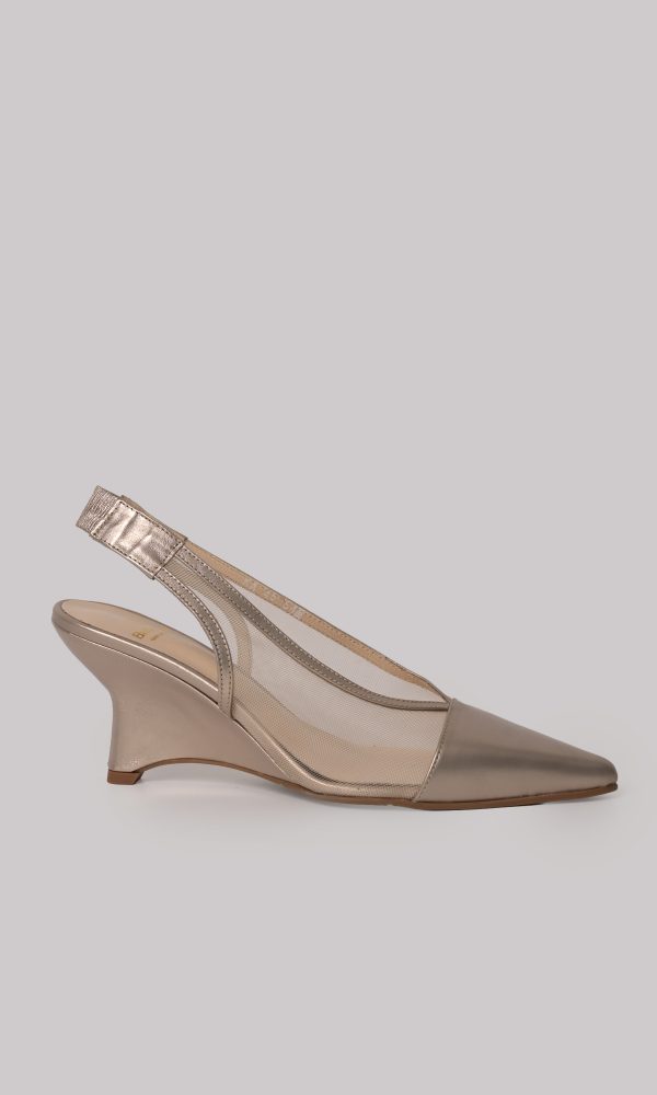 Χρυσαφί Δερμάτινα Φιλτιρέ Slingback