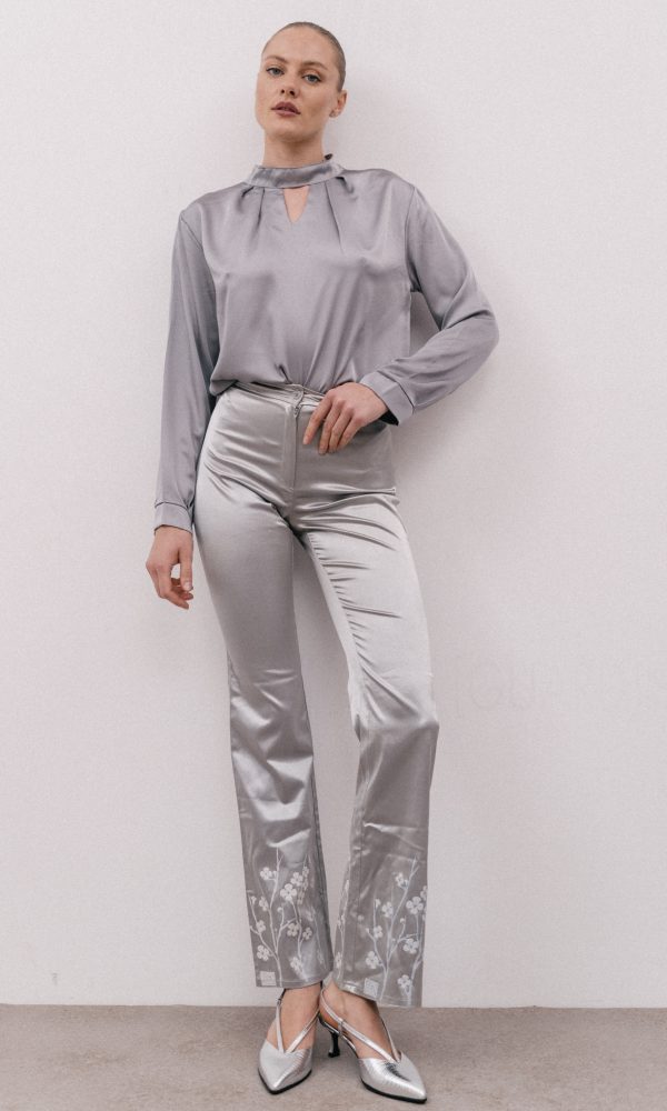 Ασημί Δερμάτινες Slingbacks Γόβες