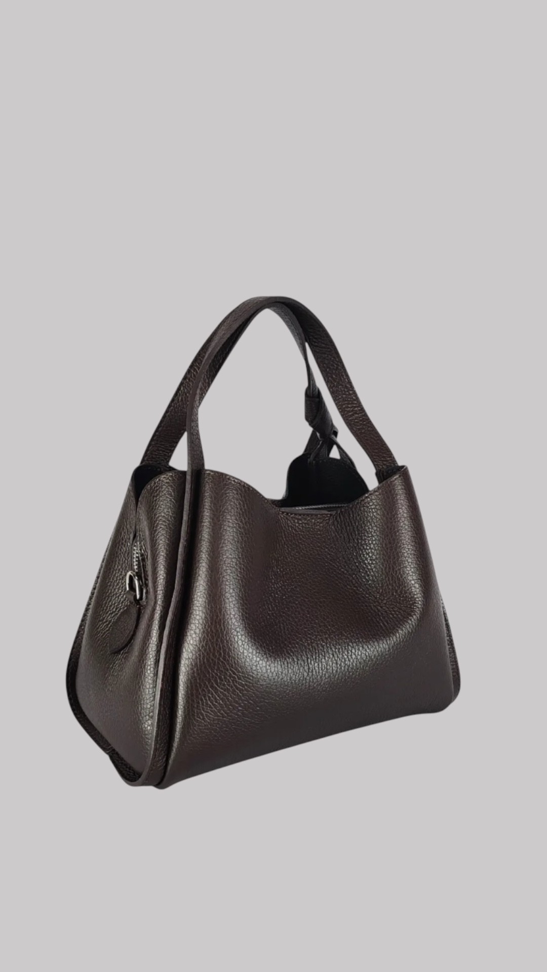 Καφέ Δερμάτινη Τσάντα Χειρός