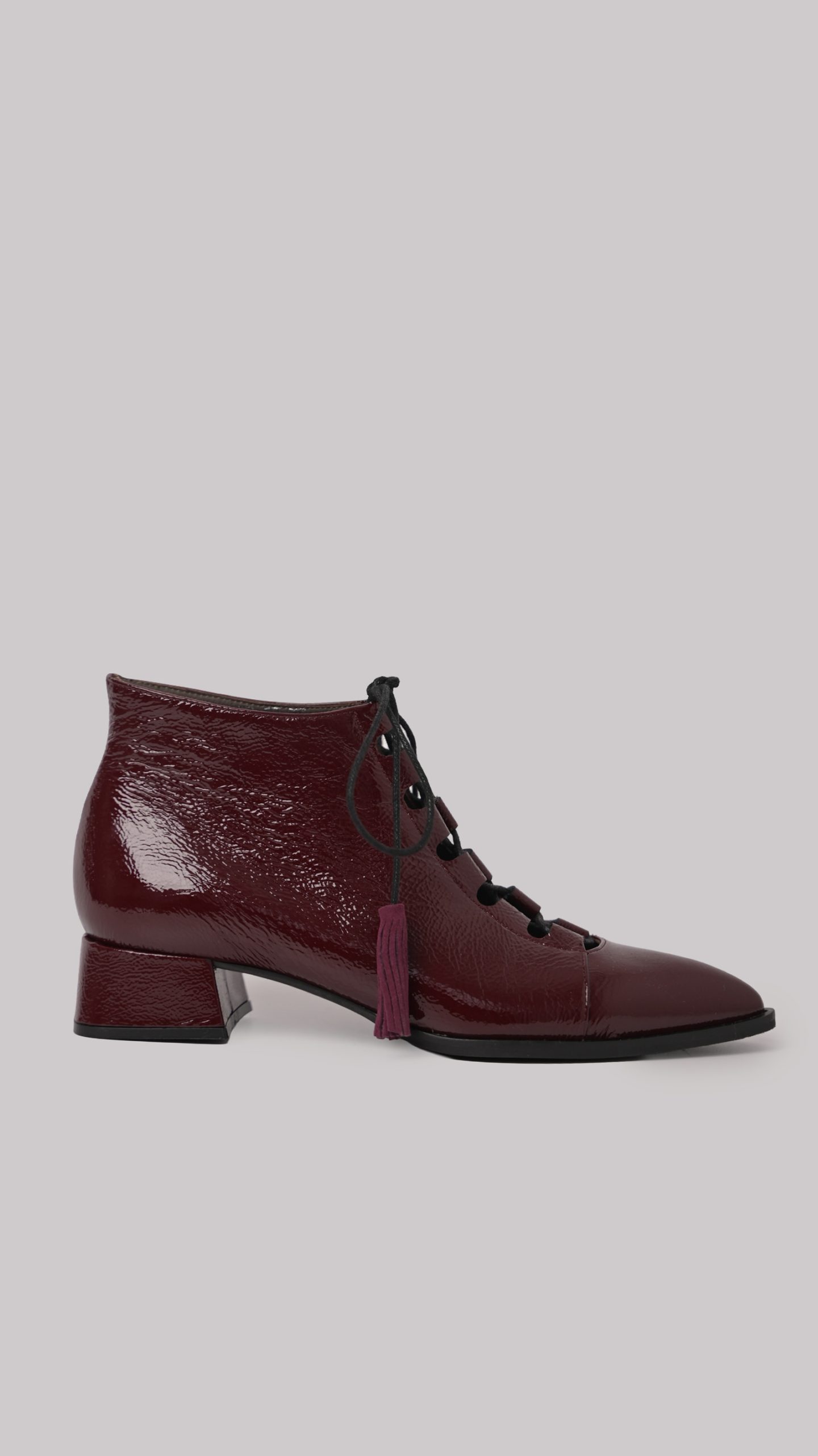 Μπορντό Λουστρίνι Μυτερά Ankle Boots