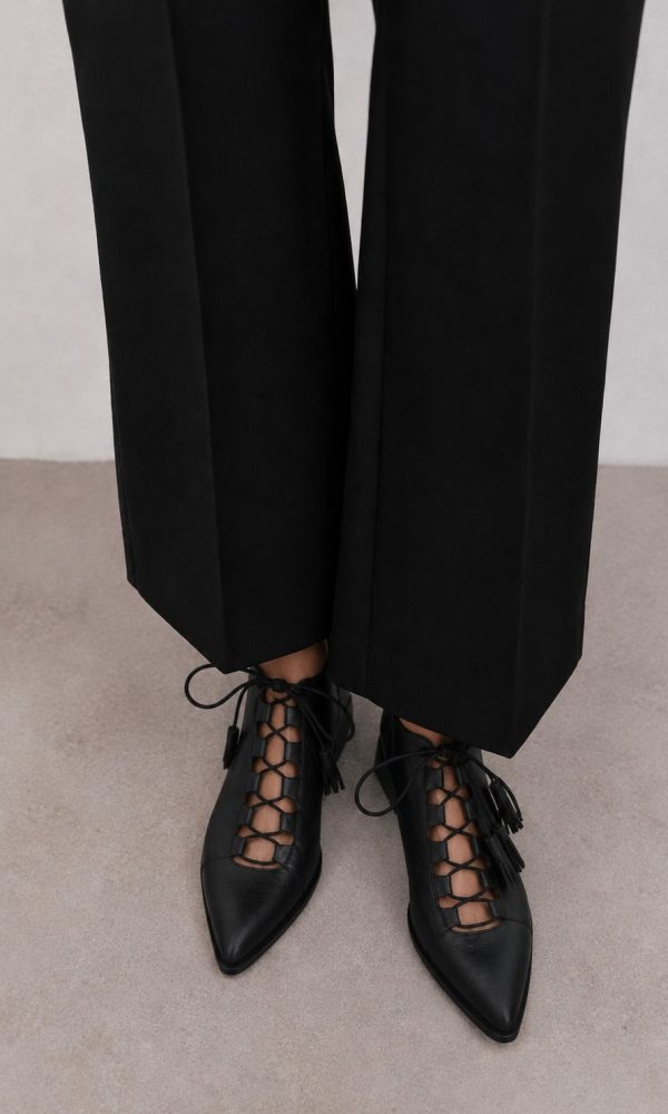 Μαύρα Δερμάτινα Μυτερά Ankle Boots