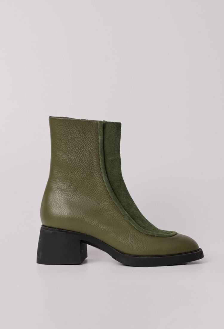 Λαδί Δερμάτινα Ankle Boots