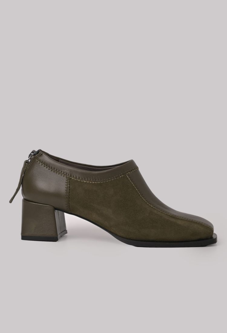 Λαδί Τετράγωνα Δερμάτινα Loafers