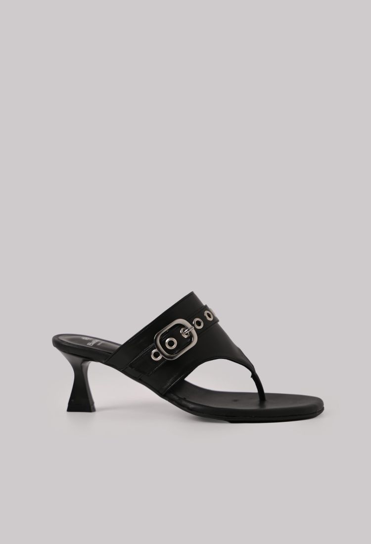 Μαύρα Δερμάτινα Mules Με Διχάλα