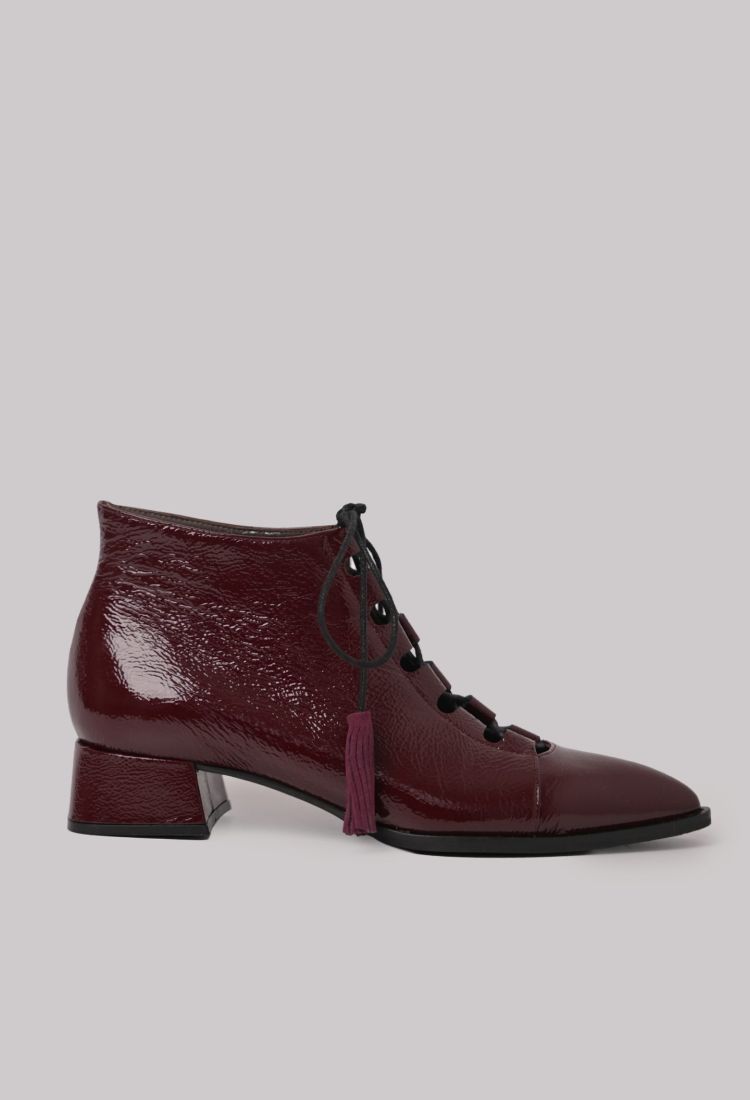 Μπορντό Λουστρίνι Μυτερά Ankle Boots