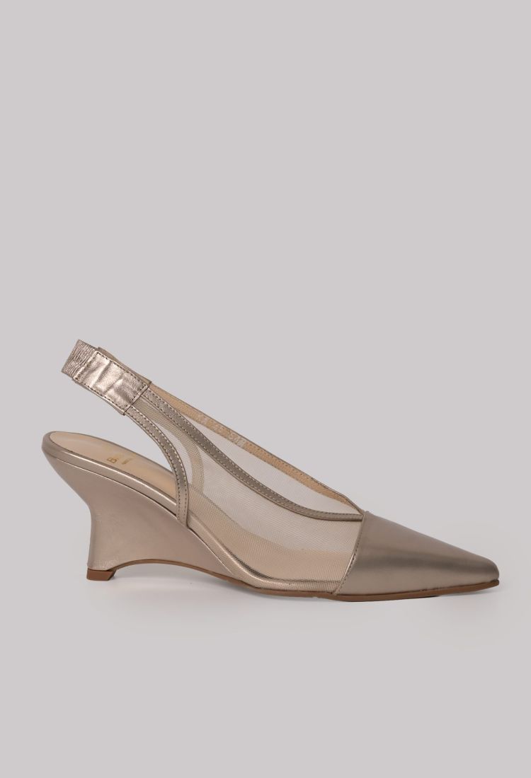 Χρυσαφί Δερμάτινα Φιλτιρέ Slingback