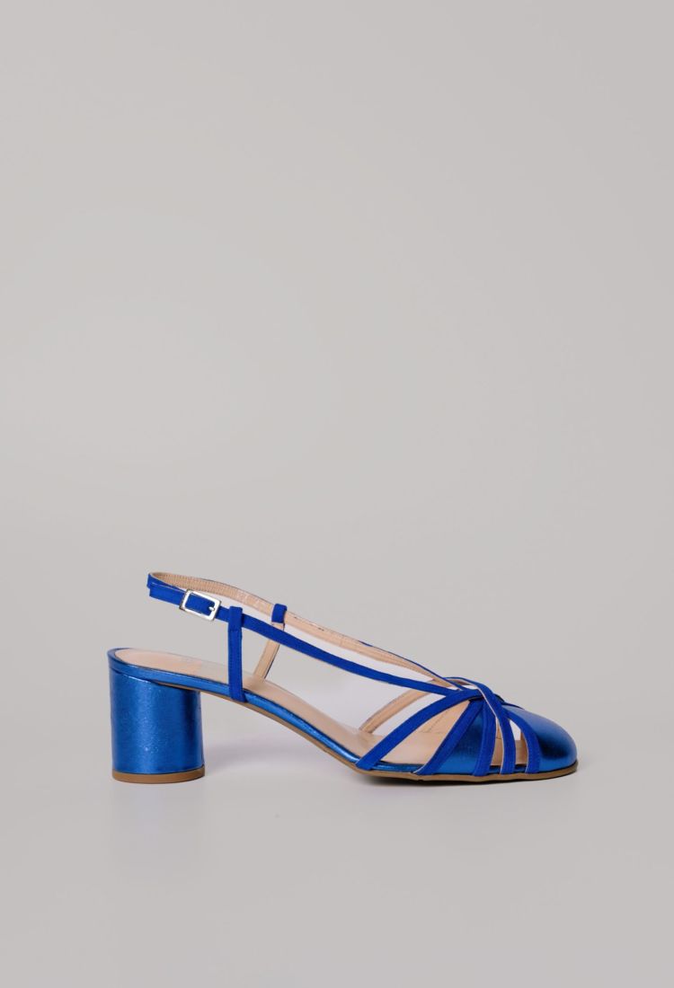 Μπλε Δερμάτινες Slingback Γόβες