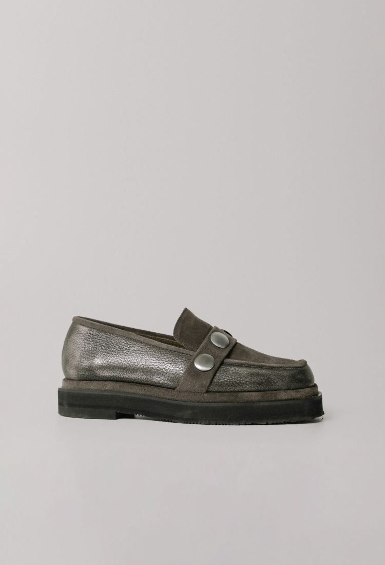 Γκρι Δερμάτινα Loafers