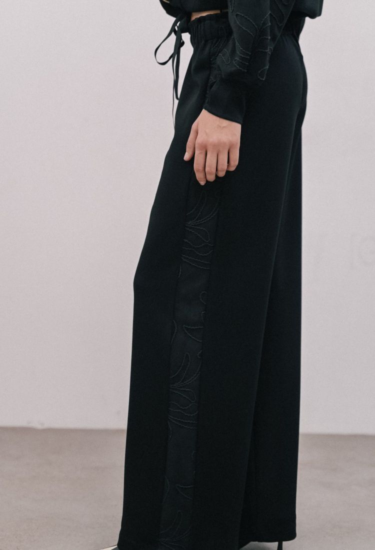 Μαύρη Wide-leg Παντελόνα